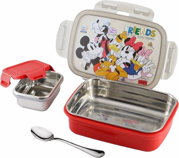 SKI SNAP LOCK STEEL MICKEY 2 Containers Lunch Box