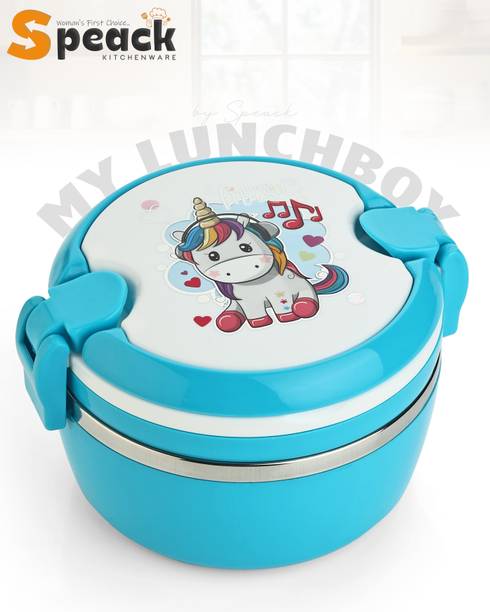 SPEACK Universal Mil Steel Tiffin, True ton, Stylish, Durable, Compact, Slim, for Kids 2 Containers Lunch Box