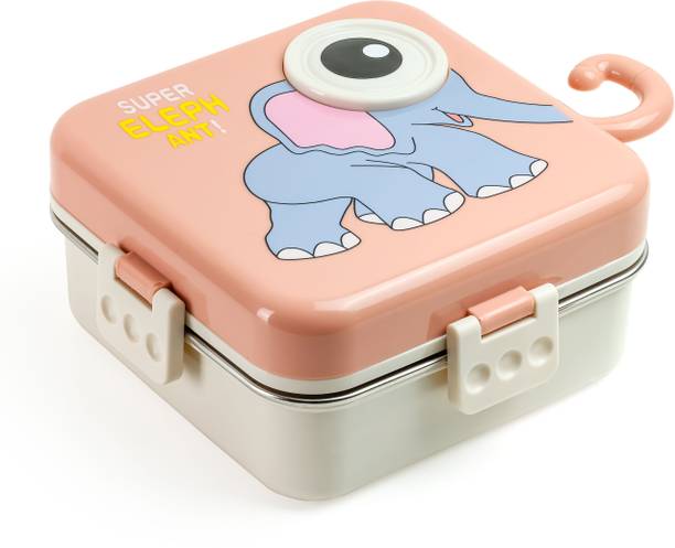 Prejak ELEPHANT PINK 3 Containers Stainless Steel School Lunch Box