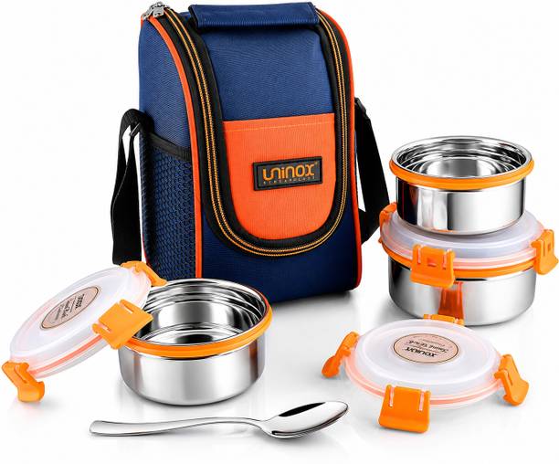 UNINOX Insulated Lunch Box with 3 Containers 3 Containers Stainless Steel Office Lunch Box