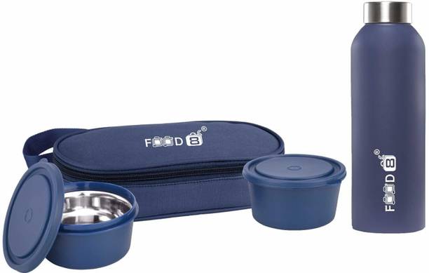 FOOD 8 Luxe Matic Lunch Box with Insulated Soft Line Bag, 1000ml Water Bottle & 400ml 2 Containers Lunch Box