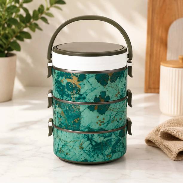 lyancz Triple Layer Lunch Box for Kids & Adults Plastic Food Storage Box 3 Containers Stainless Steel School Lunch Box
