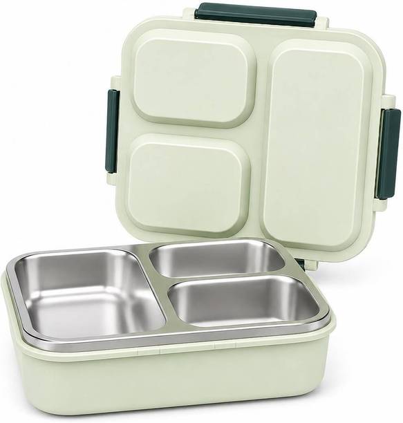ESSNIX Prime 3 Compartment Stainless Steel 100% Leakproof Bento Lunch Box 1 Containers Stainless Steel, Silicone, Plastic Office Lunch Box