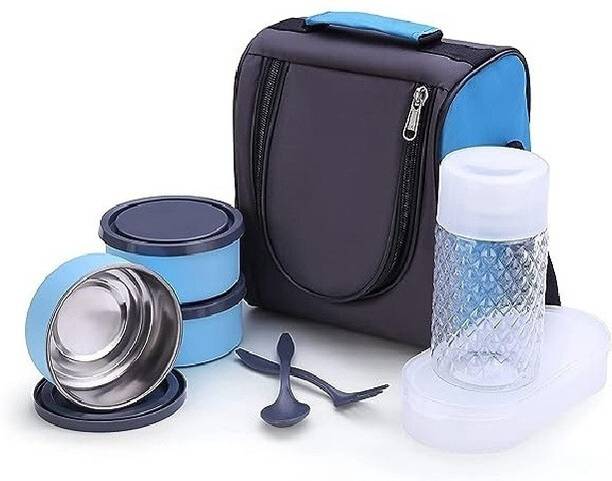 Glamexy Air-Tight Stainless Steel Lunch Box-with Bag for,Student,Women,Men,Girls 5 Containers Lunch Box
