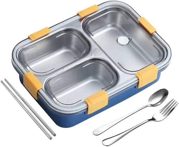 AARVI Lunch Box Sealed Leakage Proof Stainless Steel Lunch Box 3 comparment 1 Containers Lunch Box