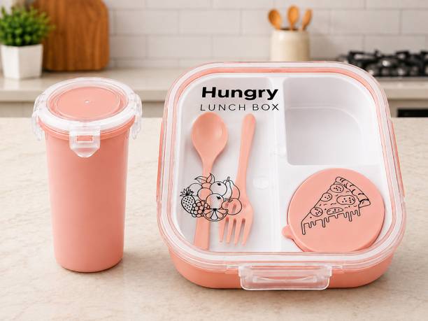 HRB Hungry Lunch Box, Mint Green 3 Containers Plastic School Lunch Box