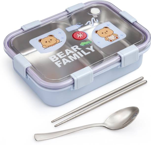 Boxito Bear Family Steel Lunch Box 2 Containers Stainless Steel, Plastic, Silicone School Lunch Box