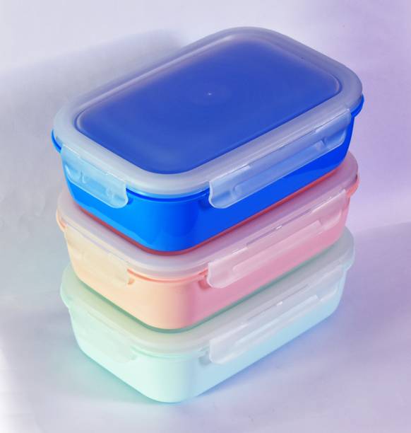लोकनाथ Plain Plastic Lunch Box (set of 3) For Multiple Uses 3 कंटेनर लंच बॉक्स