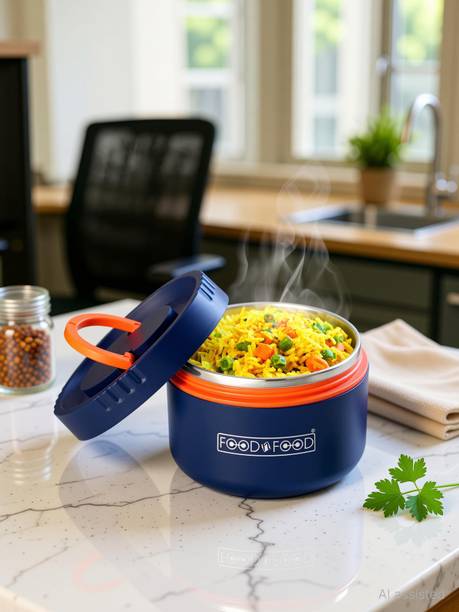 FOODNFOOD Premium Puf Insulated Hot & cold Leak-Proof & BPA-Free 1 Containers Stainless Steel, Plastic Office Lunch Box