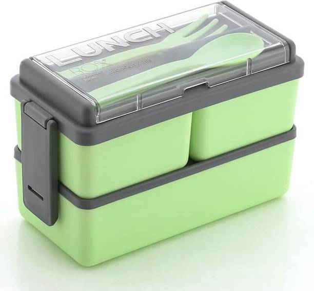 क्विकमार्ट Premium Double Layered Lunch Box, Durable BPA-Free Double Decker Lunch Box 750ml 3 कंटेनर लंच बॉक्स