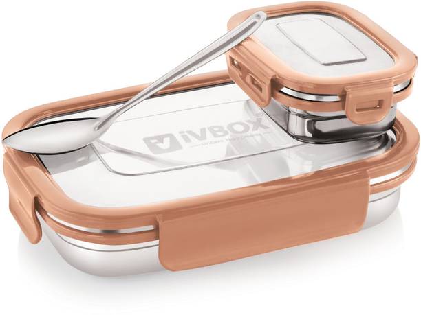 iVBOX Slim-Pro Lunch Box Stainless Steel Leak-Proof Tiffin 2 Containers Stainless Steel Office Lunch Box
