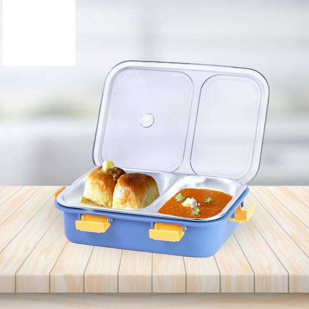 RBGIIT Stainless Steel Lunch Box with Lid Cutlery Inside, Heating & Water Insulation K2 2 Containers Lunch Box