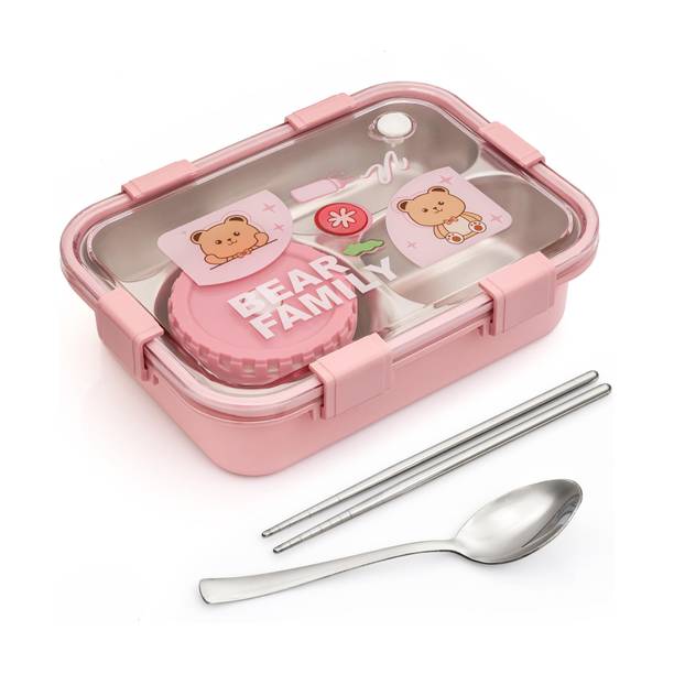 Boxito Koi Koi Kawaii Leak Proof Lunch Box 3 Containers Stainless Steel, Plastic