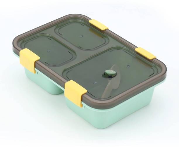 TRENDINGKITCHEN Lunchbox/Tiffin Box For School, College and Office, Transparent 3 Containers Lunch Box