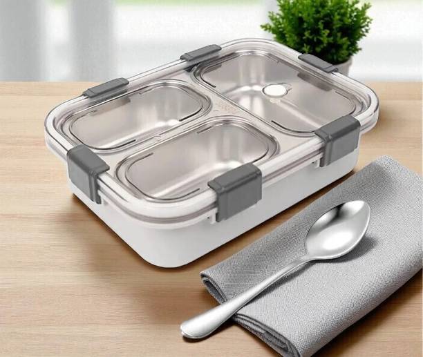 DHARA ENTERPRISE Stainless Steel Lunch box 3 Containers_S189 3 Containers Lunch Box