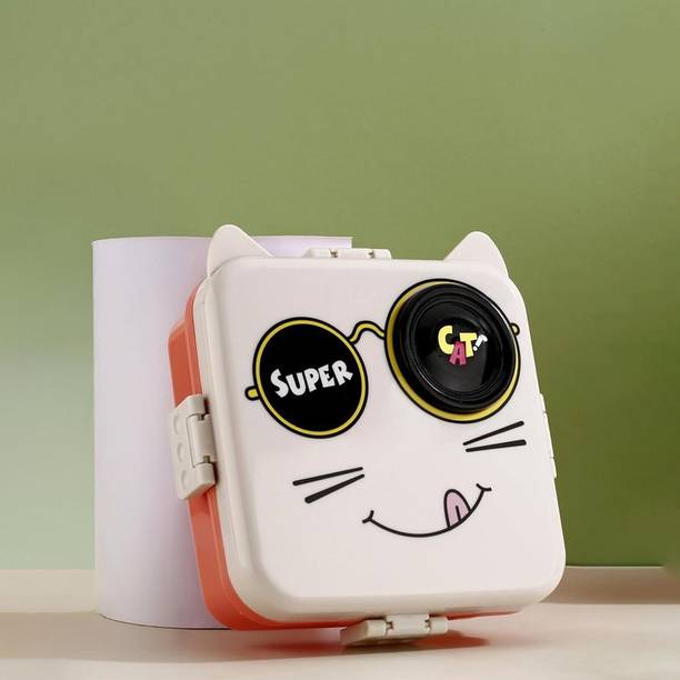 Sanwariya Unikart Cute Cat Design Lunch Box Leakproof Plastic Tiffin Box Kids Food Container 1 Containers Plastic School Lunch Box