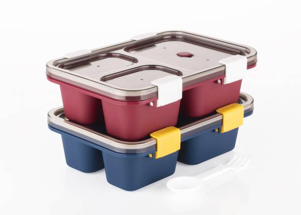 महादेव 3 Compartment Plastic Lunch s 3 कंटेनर लंच बॉक्स