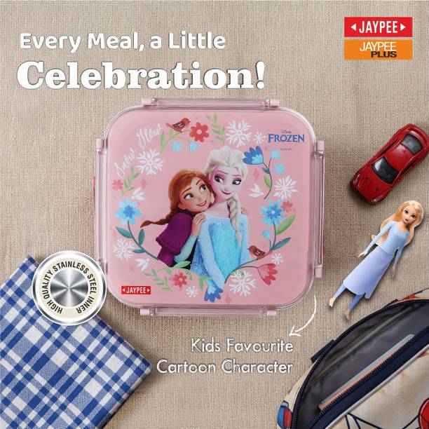 JAYPEE QUADRA Frozen Princess 3 compartment Lunch Box for School Goers Gifting Multiuse 1 Containers Stainless Steel, Plastic School Lunch Box