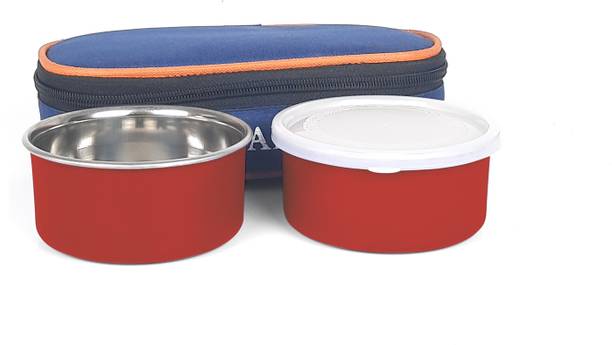 Zaib Microwave Safe Stainless Steel Leak Proof Lunch Box for Office 2 Containers Lunch Box