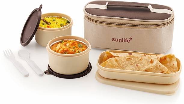 SUNLIFE MicroFresh 2+1 Insulated Lunch Pack with 2 Inner Stainless Steel Container - 3 Containers Lunch Box