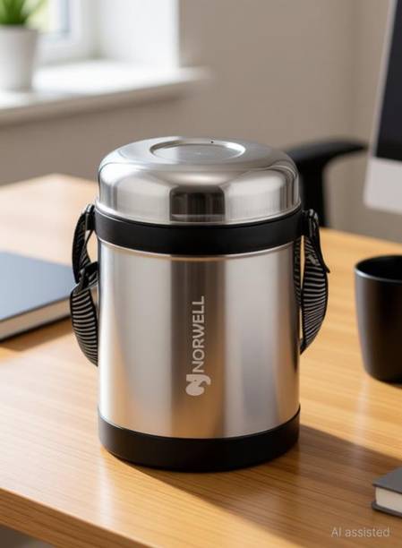 NORWELL Steel lid, PUF Insulated 3 Containers Stainless Steel Office Lunch Box