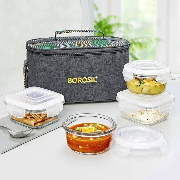 BOROSIL Universal with Bag, 4 Pc(320ml x 2 + 240ml x 2) Tiffin 4 Containers Lunch Box