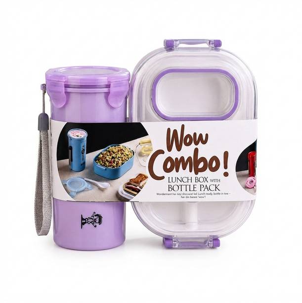 AYUNIA Wow Combo Lunch Box with Bottle Pack 1 Containers Plastic School Lunch Bo