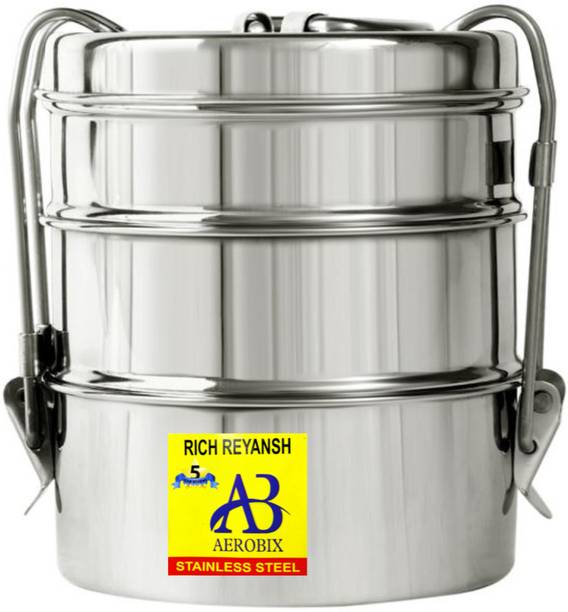 AEROBIX Stainless Steel 3 Compartment 3 Containers Lunch Box