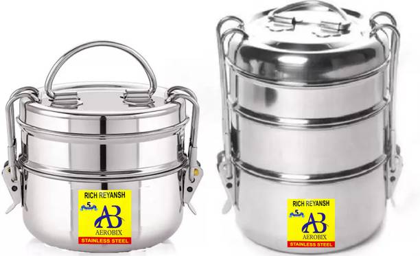 AEROBIX High Quality Clip Tiffin Food Grade Size 8*3-8*2 Combo Lunch Box 5 Containers Lunch Box