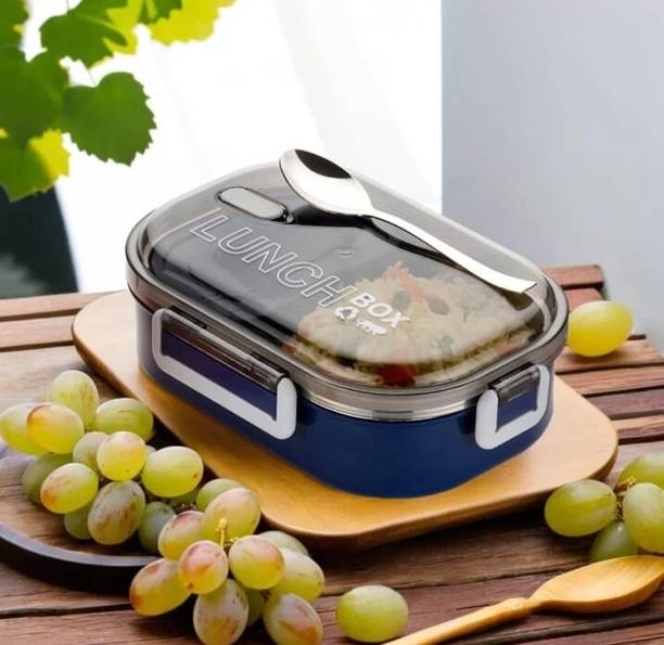 TRENDINGKITCHEN Airtight Spill Proof Stainless Steel Blue Tiffin Leak Proof Lunch Box for Office 2 Containers Lunch Box