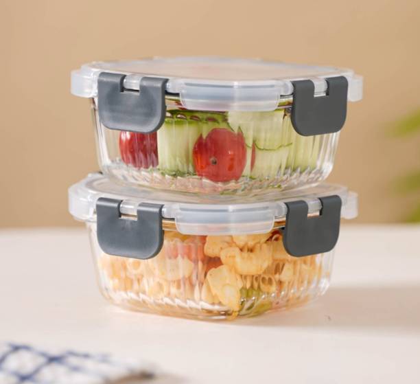 Nestasia Microwave Safe Glass Food Storage Box Set 2 Containers Glass Office Lunch Box