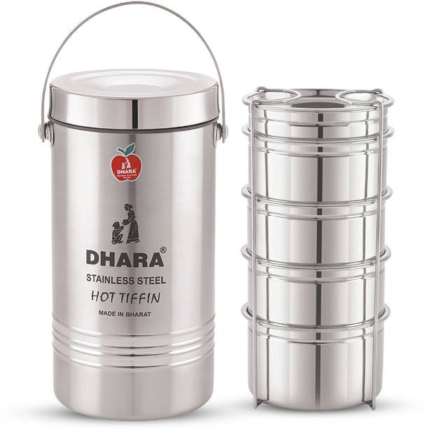 Dhara Stainless Steel Big Stainless Steel Insulated Tiffin Box 5 Containers Stai