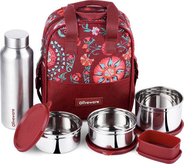 Oliveware Verona Lunch box 3 Containers Stainless Steel Office Lunch Box