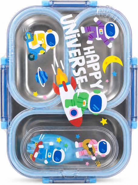 HOMEKART Happy Ocean Lunch Box 3 Containers Stainless Steel School Lunch Box