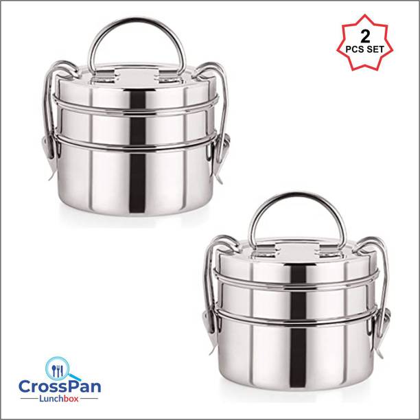 CrossPan Klassic Clipper Stainless Steel Tiffin Box, 2pc set, 4 Containers Lunch Box