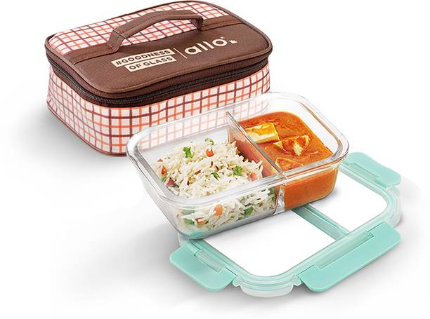 Allo Oven Safe Lunch Box with Break Free Detachable Lock|High Borosilicate 2 Containers Lunch Box