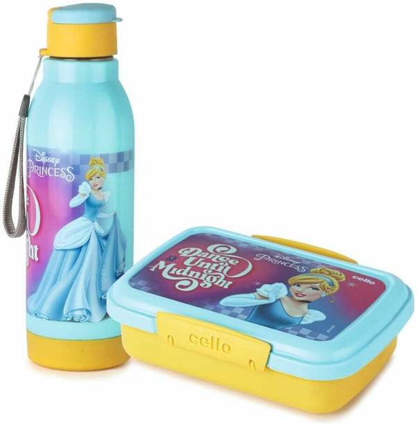 cello LUNCH ON INSULATED PLASTIC BOTTLE AND PLASTIC TIFFIN 2 PCS SET 2 Containers Plastic Office Lunch Box