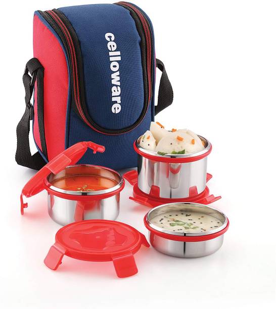 cello MF Prime Lunch 4 4 Containers Stainless Steel Office Lunch Box