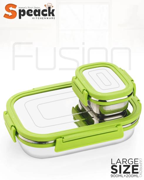 SPEACK Tiffin Box for school children 2 Containers Stainless Steel Office Lunch Box