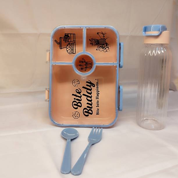 VNRETAILHUB BITE BUDDY Lunch box / tiffin box with water bottle 3 Containers Plastic School Lunch Box