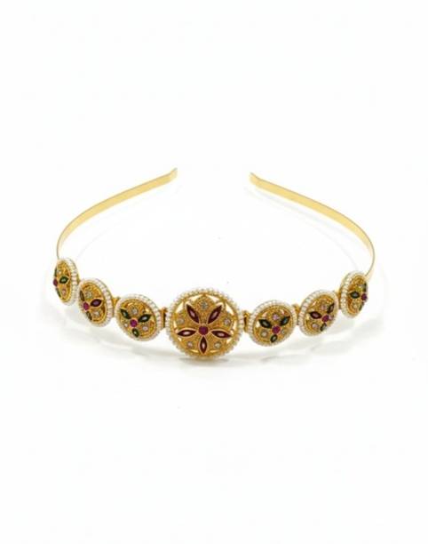 SHYAMA Royal Floral Kundan Bridal Matha Patti Headband Hair Band