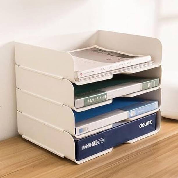 SUKHAD Stackable 4-Tier Document Tray, Letter, Books, Magazines, Accessories Storage Table Top Magazine Holder