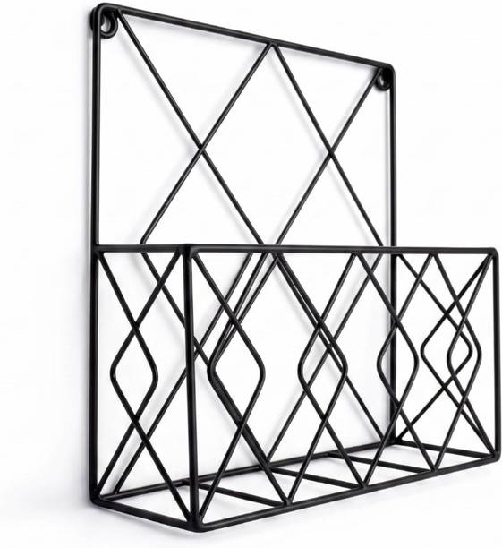 DNS STUDIO WALL MOUNTED METAL MAGAZINE HOLDER AND KITCHEN ORGANIZER RACK Wall Hanging Magazine Holder