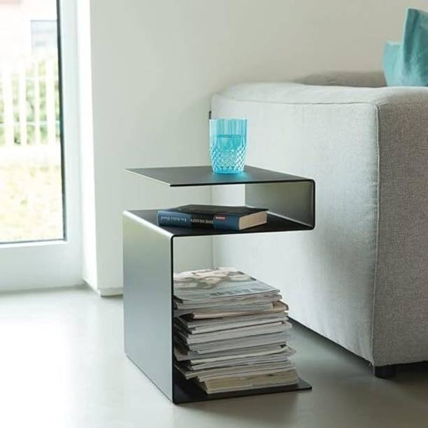 Indian Decor 48389 Metal Modern Table, Minimalist Shelving, Center Table with Storage Floor Standing Magazine Holder