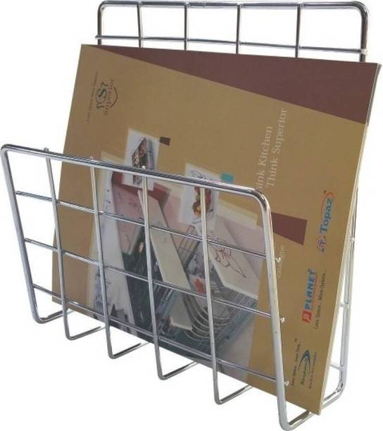 KEEPWELL Stainless Steel Book Shelf / News Paper Holder / Book Holder / File Stand Rack Wall Hanging Magazine Holder