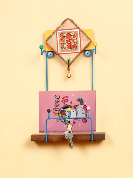 Shilpkara Dhokra Motifs Finish Wall Magazine Stand in Metal - Wall Magazine Holder Rack Wall Hanging Magazine Holder
