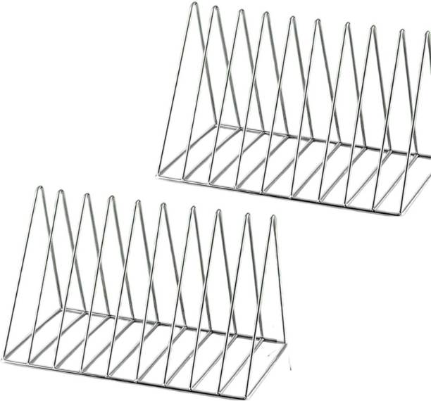 SIGNIE TRADER Stainless Steel Book & Magazine Rack Stand Set of 2 Heavy Duty Desk Organizer Table Top Magazine Holder
