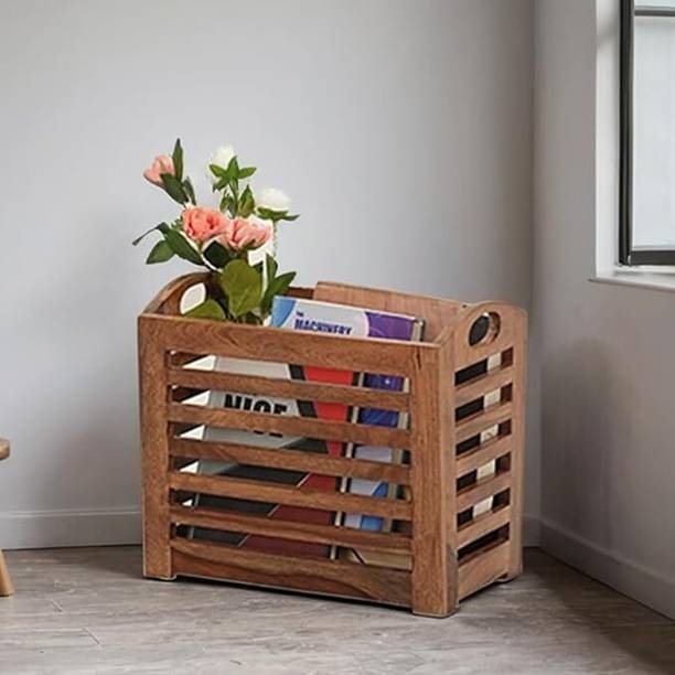 S.K furniture vin Magazine Rack | Durable Sheesham Wood | Natural Wood Finish | 1 Pocket Table Top Magazine Holder