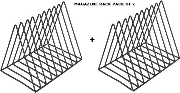 NEXO 9 Slot Triangle Rack Magazine Holder Stand/Book Organizer/Newspapers Pack of 2 Table Top Magazine Holder