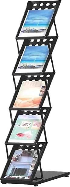 TITLE Floor Standing Catalogue Magazine Holder Rack Display Stand (Black) Floor Standing Magazine Holder